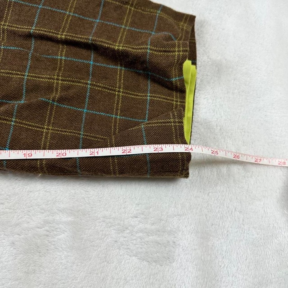 Abercrombie & Fitch brown teal plaid 100% wool capri slack pants y2k officesiren - Picture 6 of 6